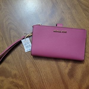 Michael Kors Large Double Zip Leather Wristlet